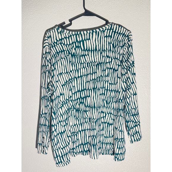 Chico’s Green White Abstract Print Long Sleeve Top Size 4 (XXL) - Picture 5 of 9
